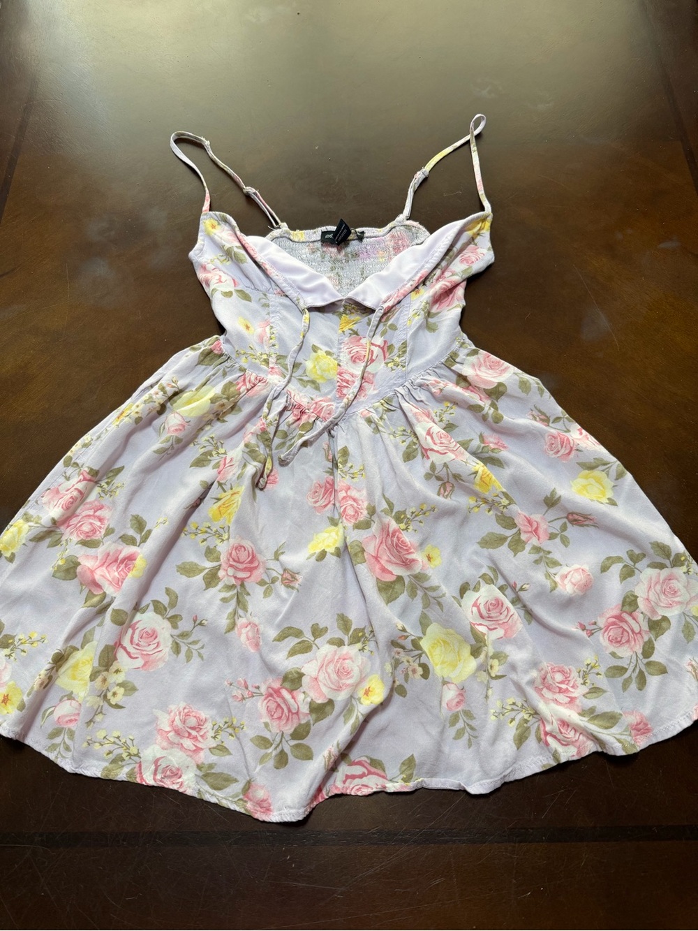 Streetwear Society Lavender Floral Mini Dress with Pink & Yellow Roses